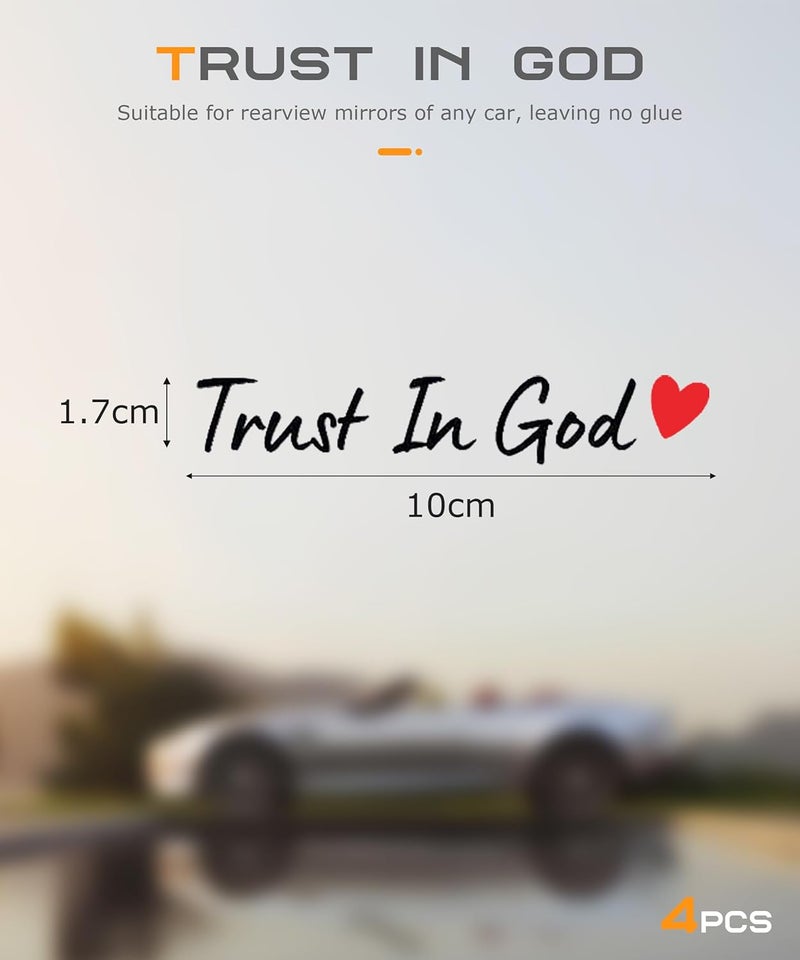 SCUARI 4PCS Car Stickers,Cars Decals,Car Accessories Trust in God Rearview Mirror Sticker,Auto Stickers and Decals,Auto Decals for Women,Trust in God Mirror Decoration,Fits Most Vehicles (Black&Red) - Image 2